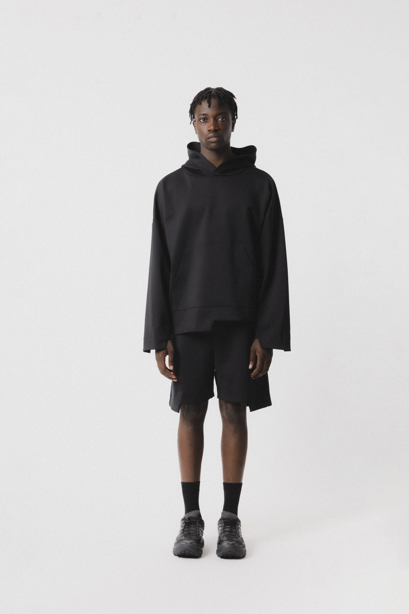 Angular Cut Hoodie Black