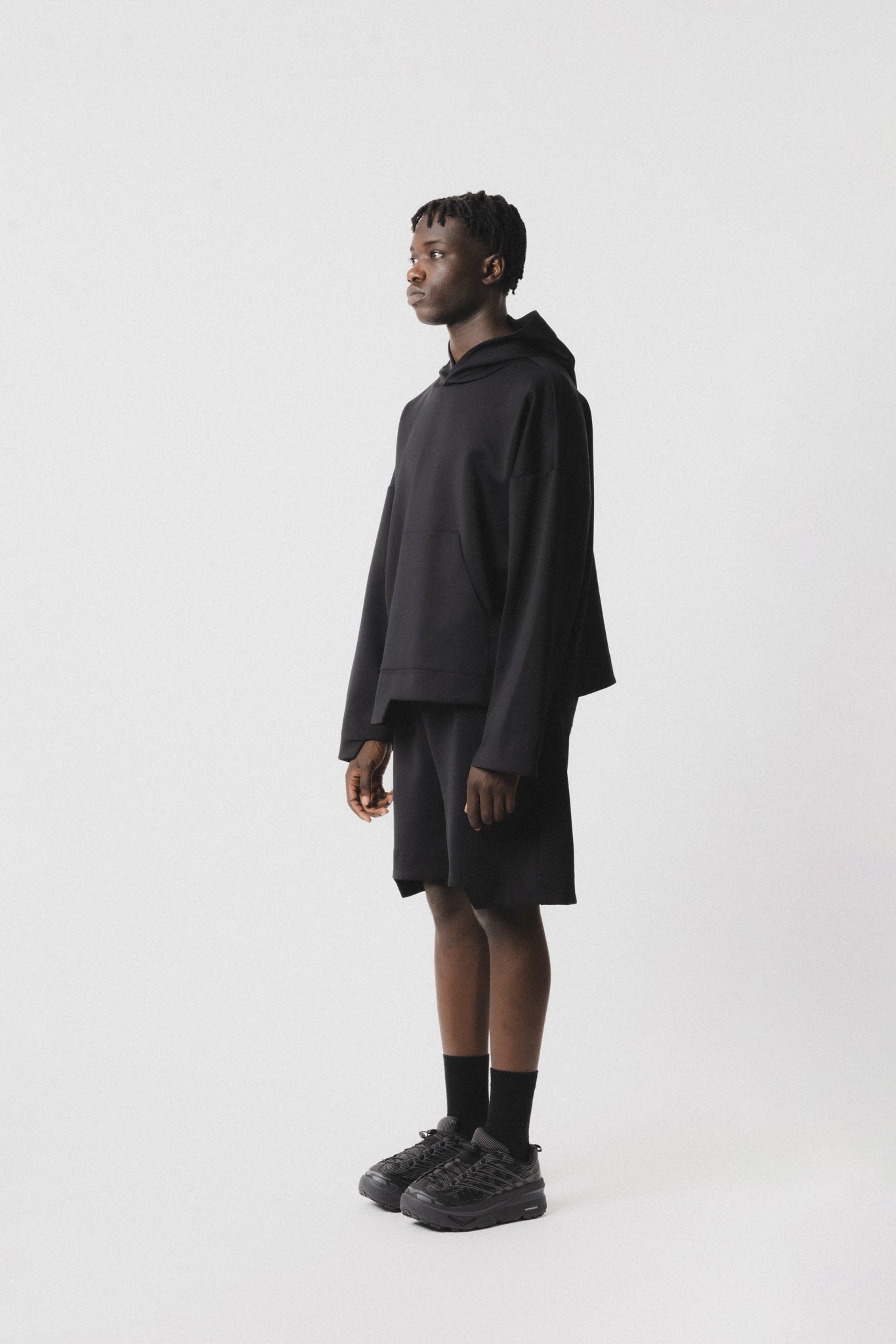 Angular Cut Hoodie Black