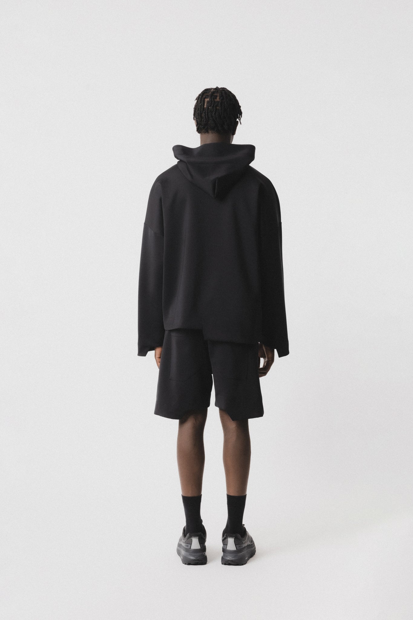 Angular Cut Hoodie Black