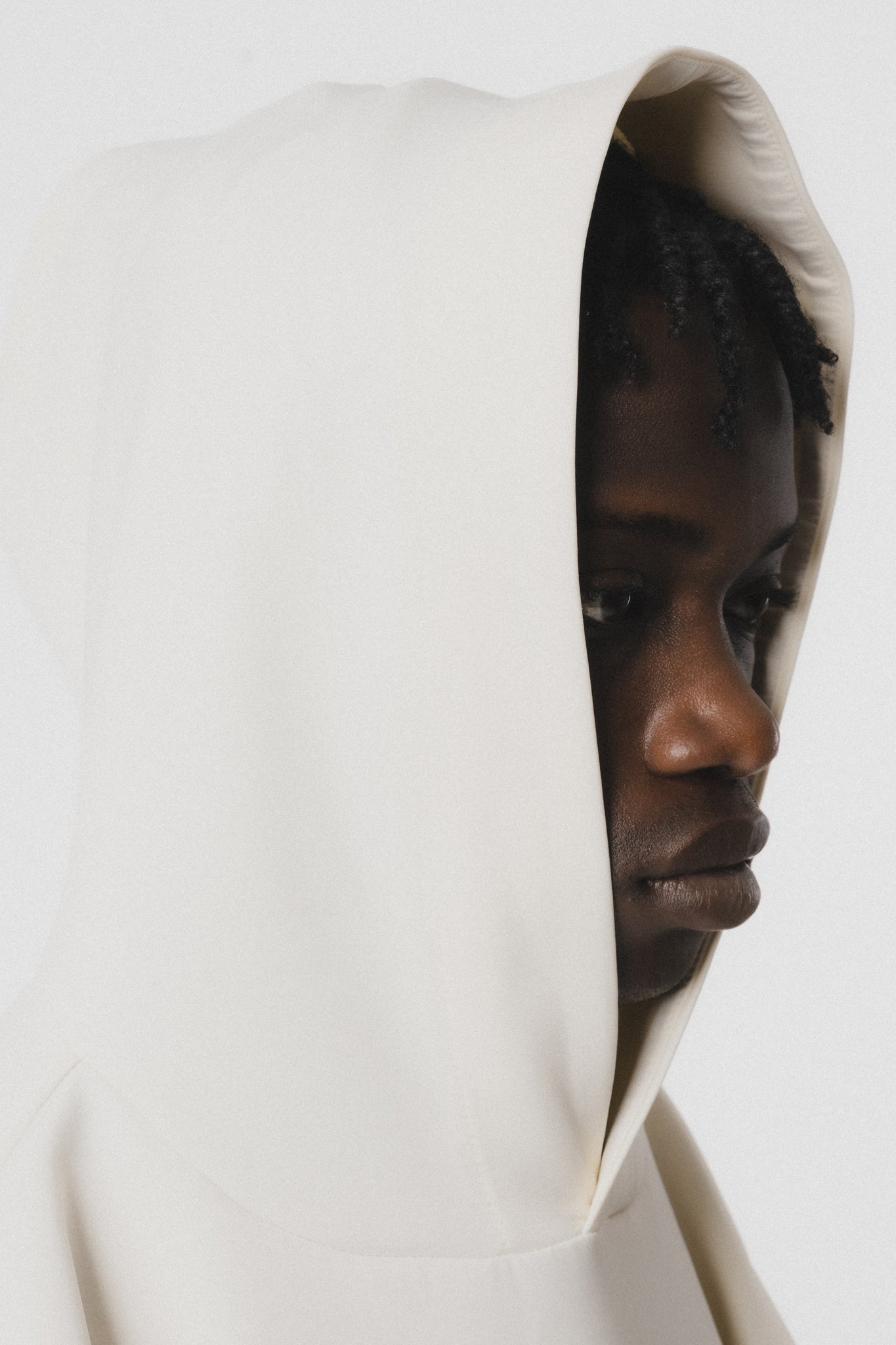 Angular Cut Hoodie Cream